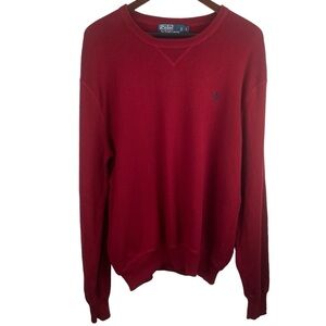 Polo by Ralph Lauren | Red Cotton Crewneck Logo Pullover Sweater